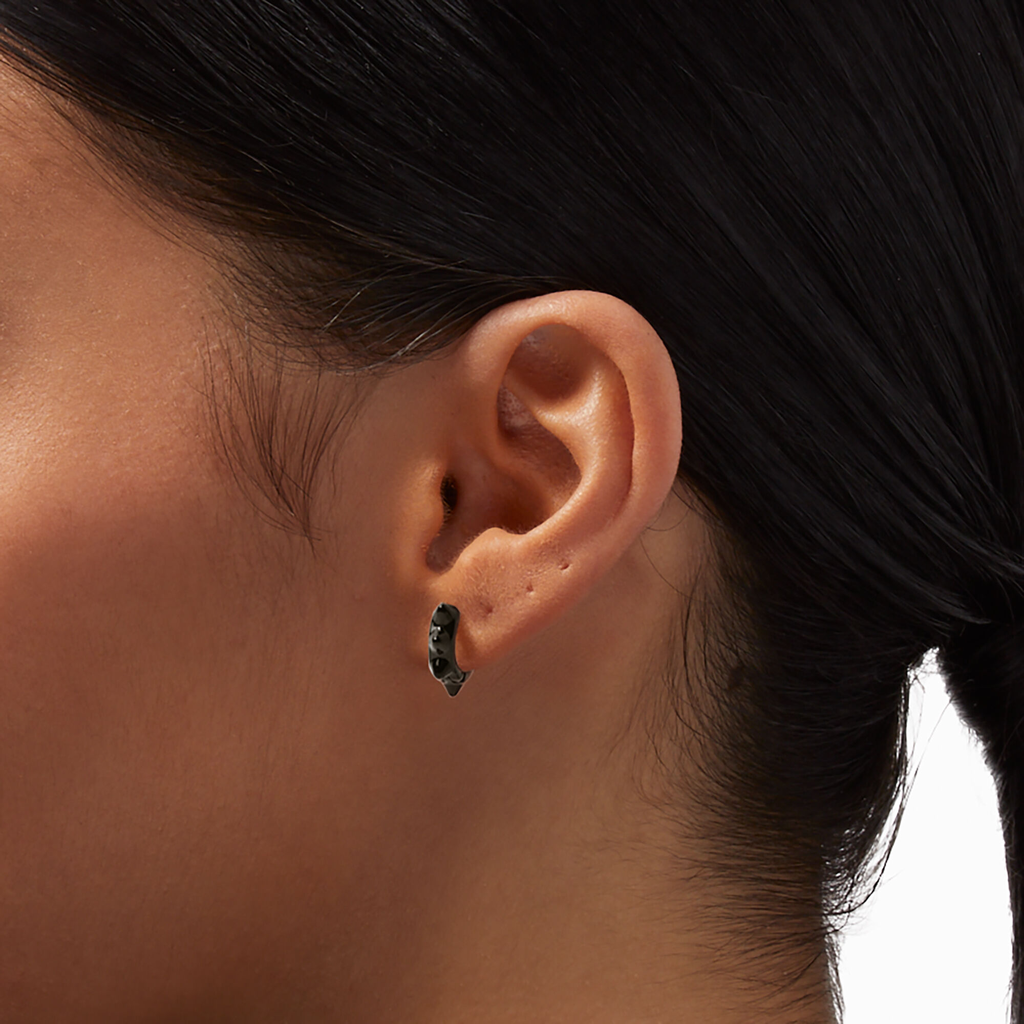 Black 10MM Spike Hoop Earrings