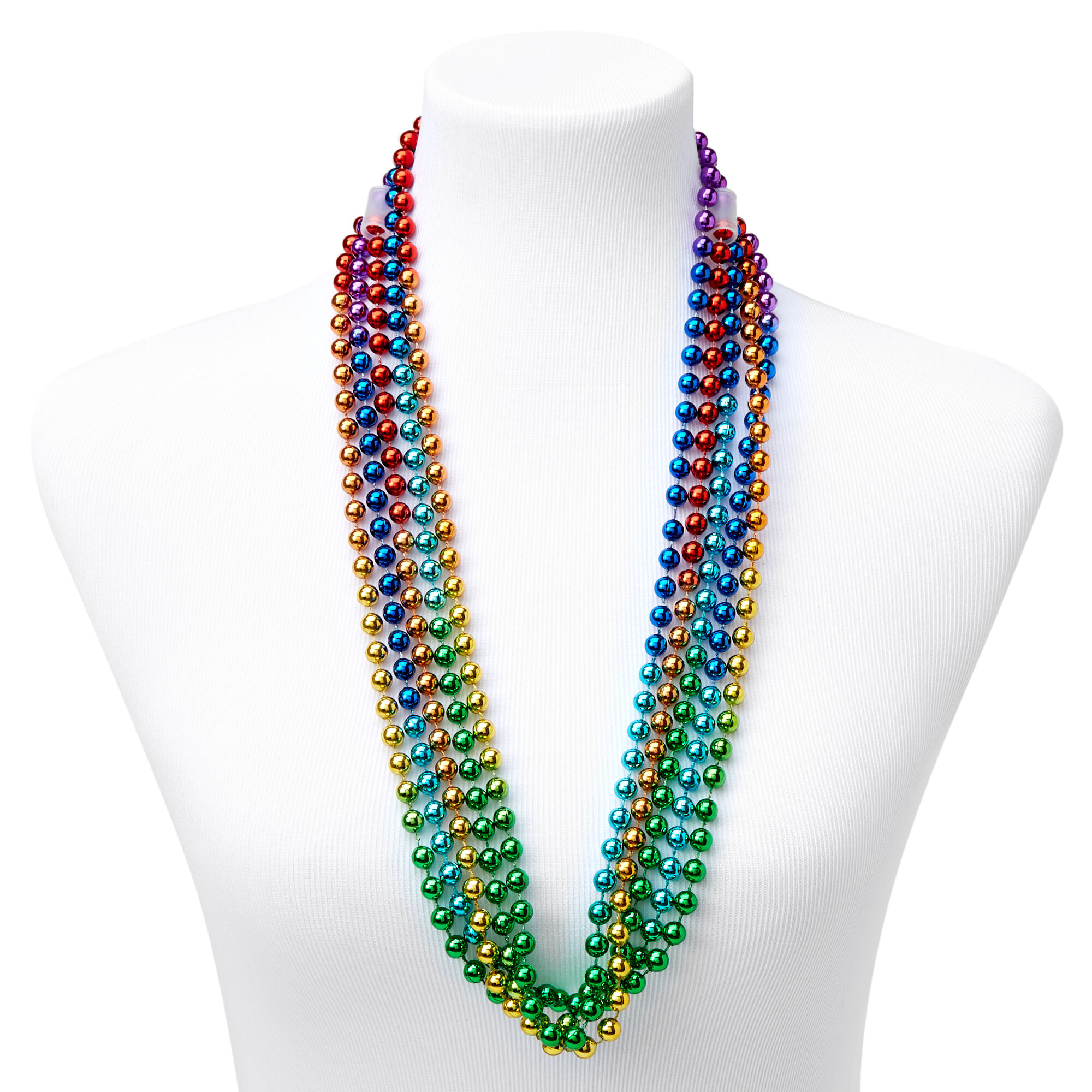 Rainbow Beaded Necklace Set - 5 Pack,