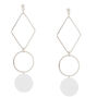 Silver Lucite 3&quot; Geometric Drop Earrings,