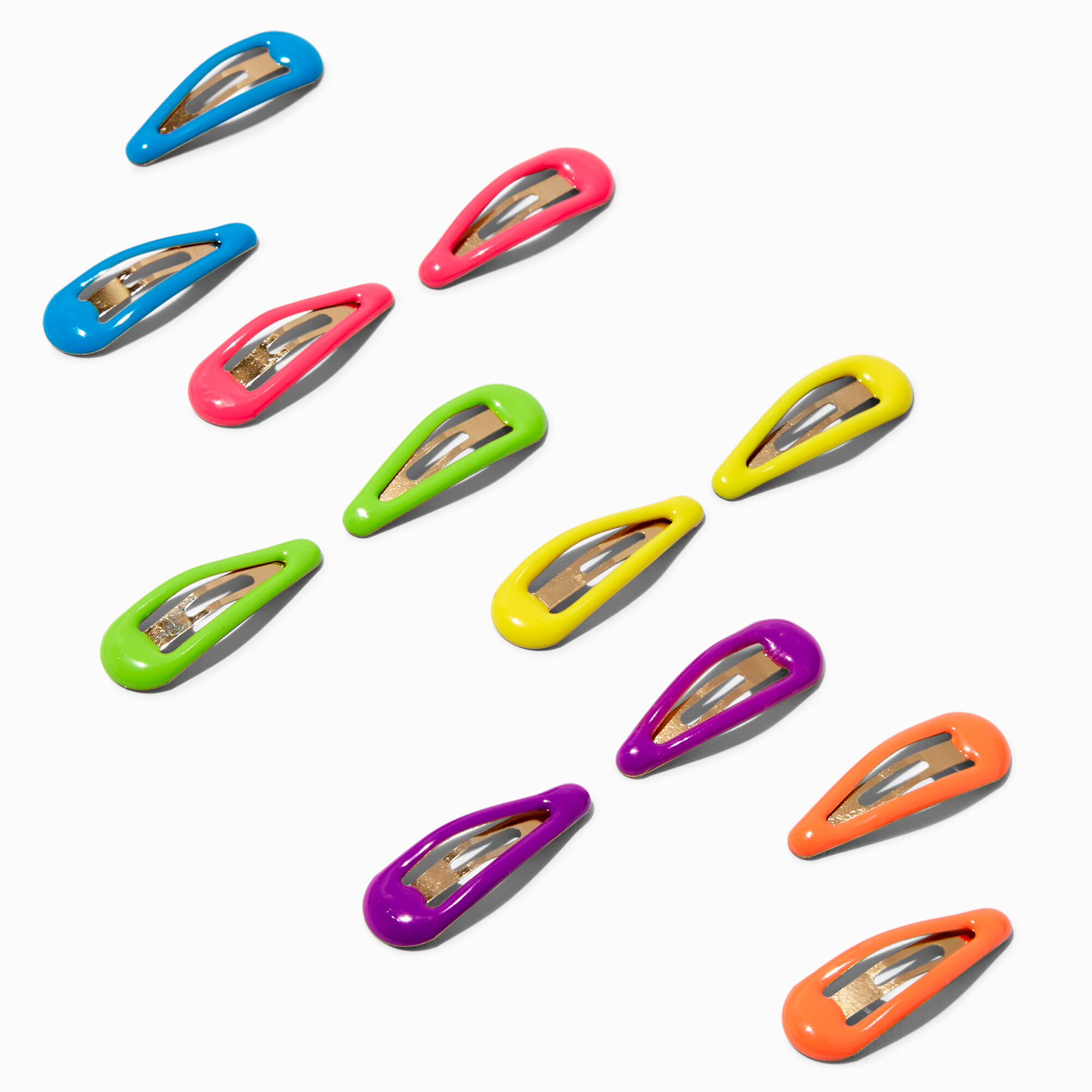 Claire s Club Neon Rainbow Snap Hair Clips 12 Pack