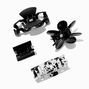 Black Flower Multi Hair Claw Set - 4 Pack ,