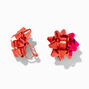 Festive Red Bow Clip On Earrings,