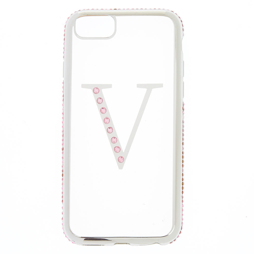 Pink Stone V Initial Phone Case - Fits iPhone 6/7/8,