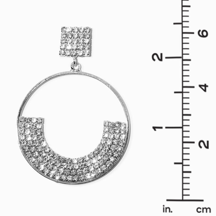 Silver 2.5&quot; Crystal Pav&eacute; Smile Drop Earrings,