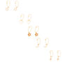 Gold Studs and Charm Hoop Earrings - 20 Pack,