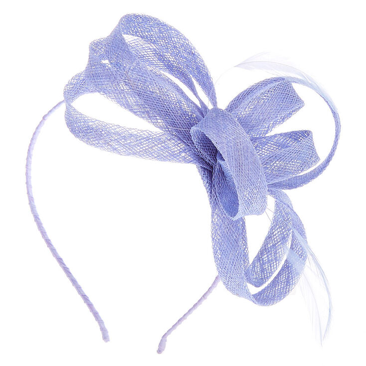 Feather Bow Fascinator Headband - Dusty Blue,