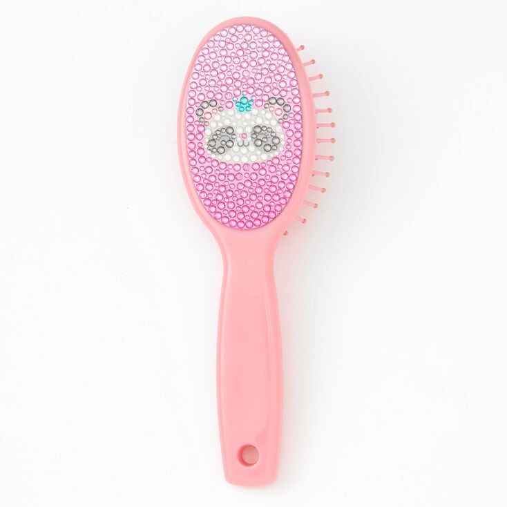 Claire&#39;s Club Panda Bling Mini Paddle Hair Brush - Pink,