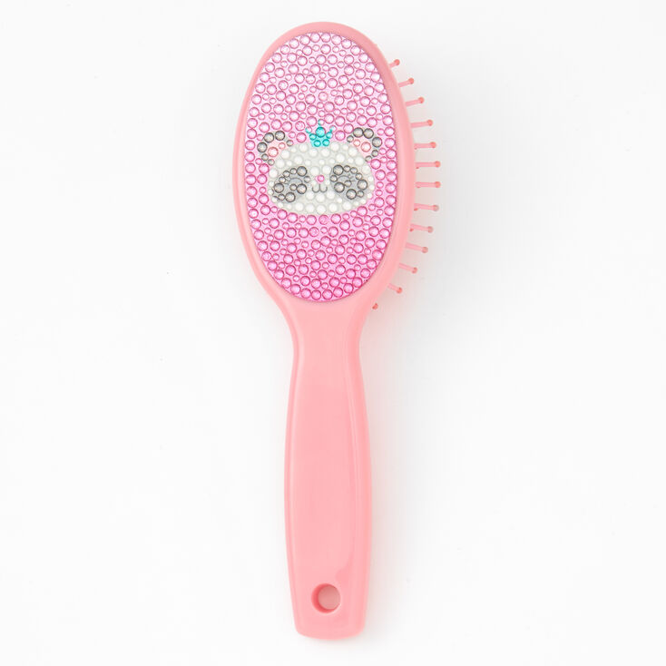 Claire's Mini brosse à cheveux plate bling bling panda Claire's Club - Rose