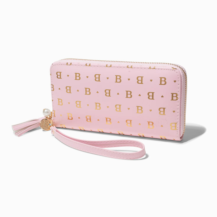 Golden Initial Wristlet Wallet - B,