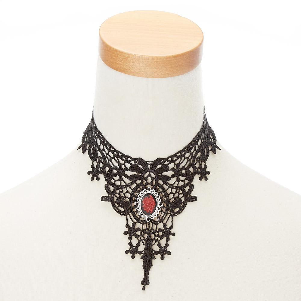 Red lace choker top