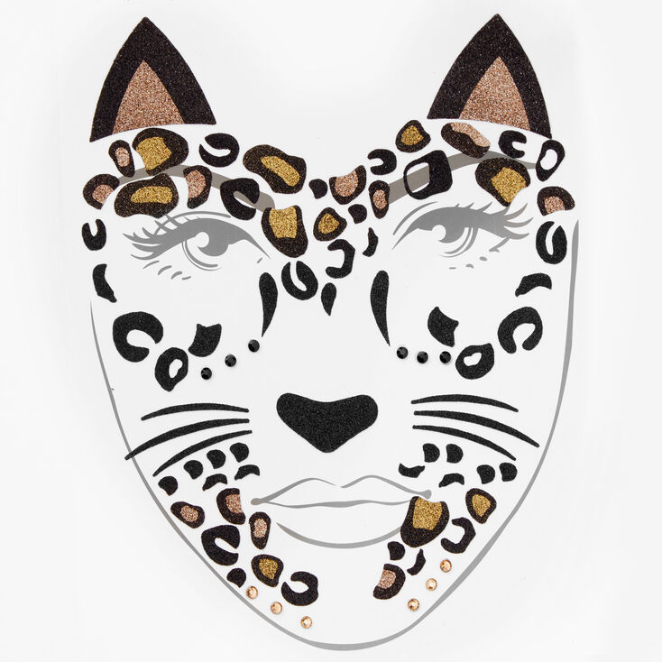 Halloween Glitter Leopard Temporary Face Tattoo - Black | Claire's