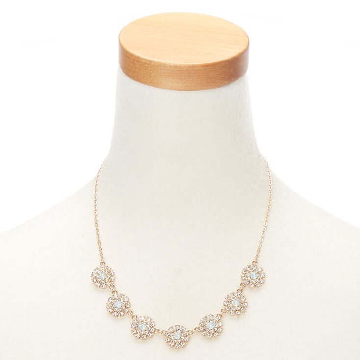 Lot de 2 bijoux avec fleurs de strass en verre couleur dor&eacute; et opale d&rsquo;imitation,
