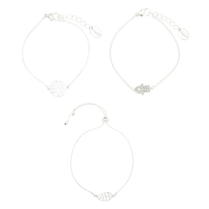 Silver Nature Icon Chain Bracelets - 3 Pack,