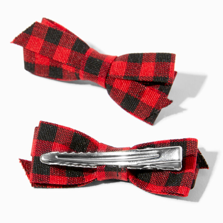 Claire&#39;s Club Plaid Glitter Bow Snap Hair Clips - 6 Pack,