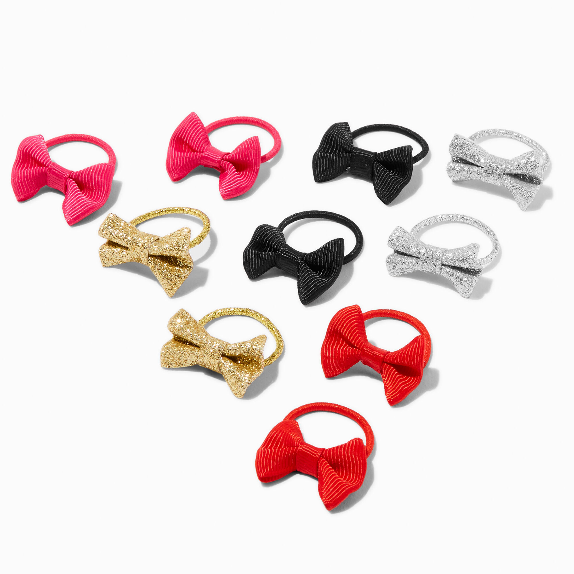 Claire's Holiday Bow Hair Ties - 10 Pack,