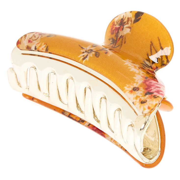 Claire's Pince à cheveux à motif floral jaune moutarde