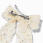 Ivory Flower Sequin Long Tail Hair Bow Clip,