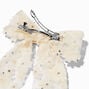 Ivory Flower Sequin Long Tail Bow Hair Clip,
