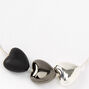 Silver, Hematite &amp; Black Triple Heart Chain Bracelet,