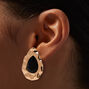 Clous d&#39;oreilles strass noir avec bordure couleur dor&eacute;e,
