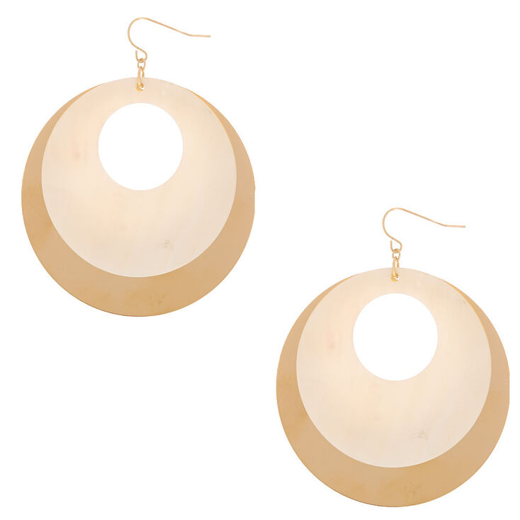Claire's Pendantes coquillages ajourées blanches 6,3 cm couleur doré