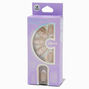 White Daisy French Tip Short Almond Vegan Faux Nail Set - 24 Pack,