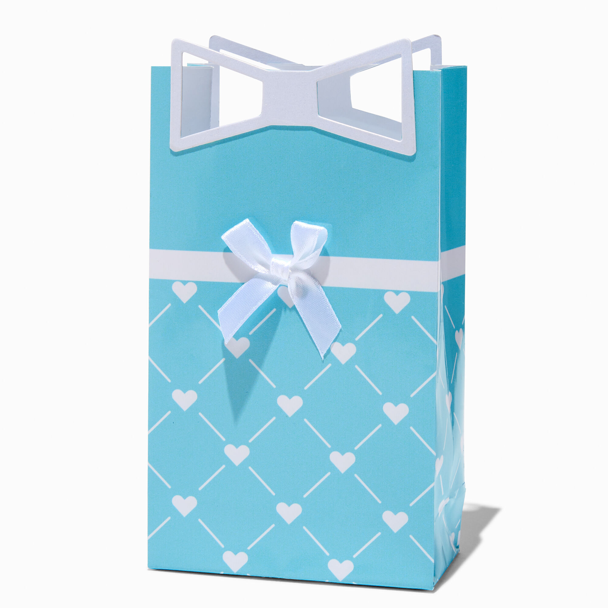 View Claires Hearts Bows Gift Bag Small Turquoise information