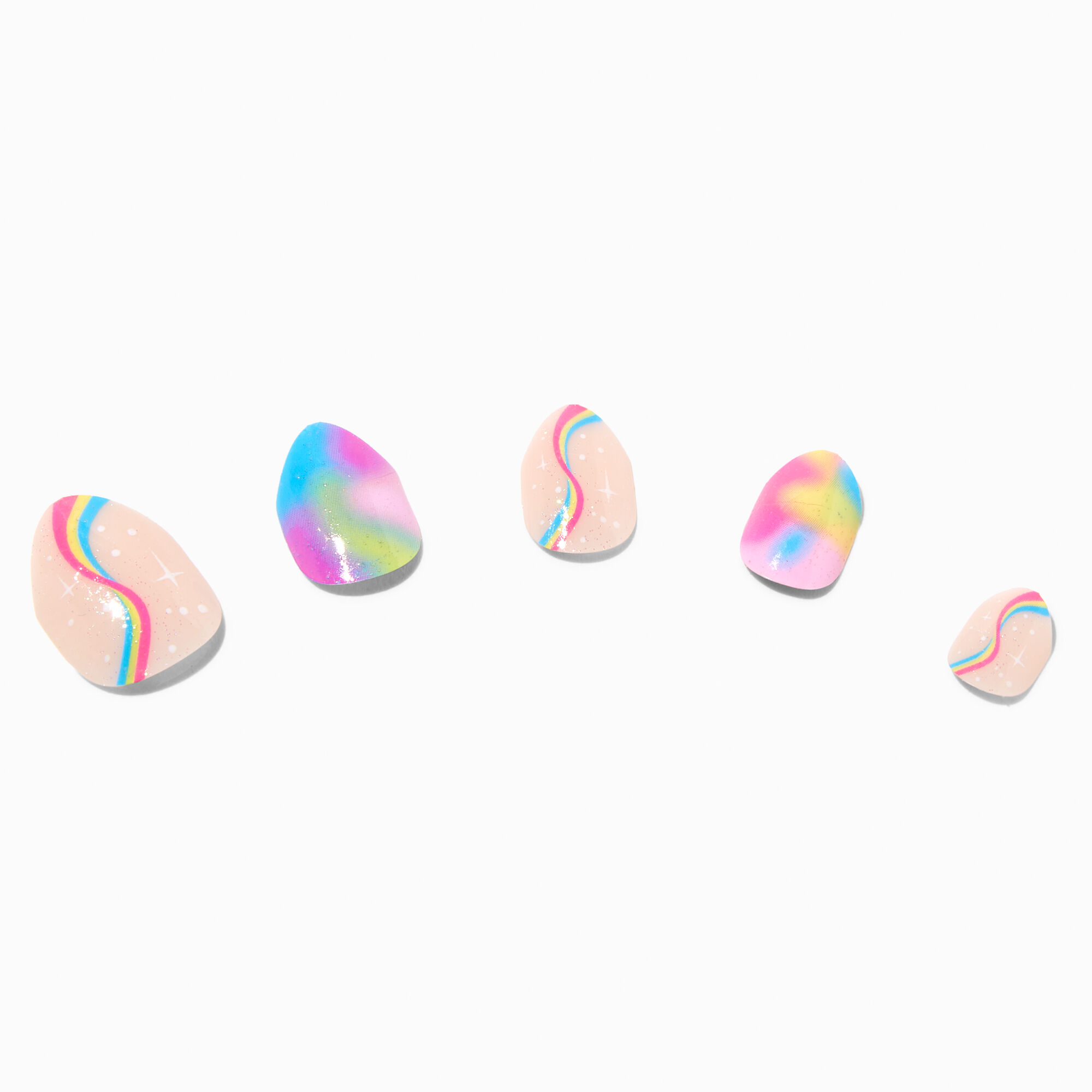MeganPlays™ Claire's Exclusive Rainbow Swirl Stiletto Press On Faux Nail Set - 24 Pack,