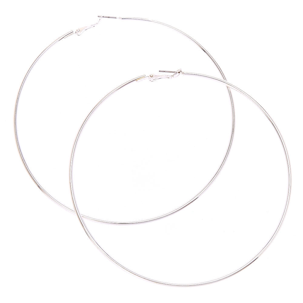 Silver 100MM Hoop Earrings Claire s US