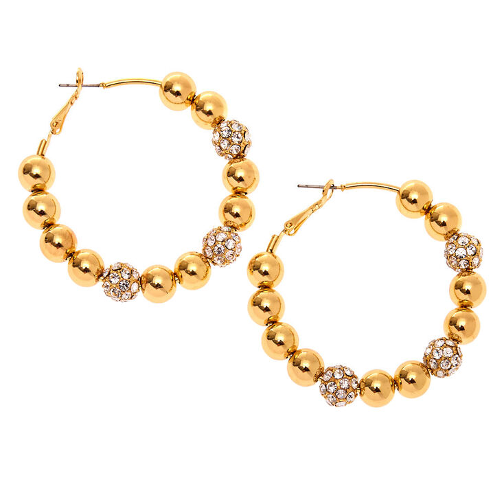 Gold 50MM Fireball Hoop Earrings,