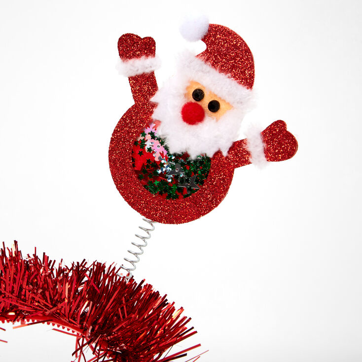 Christmas Glitter Santa Deely Bopper Headband - Red,