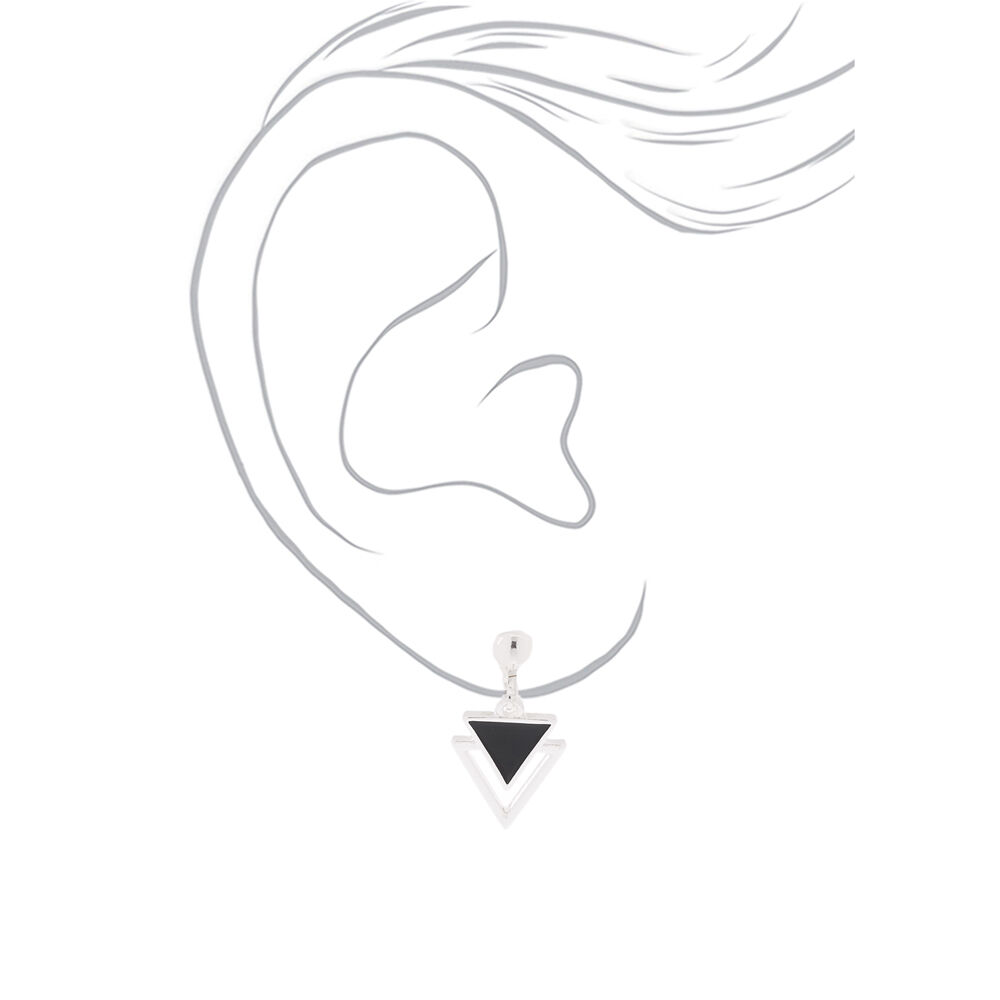 Pendantes à clip double triangle 2,5 cm couleur argenté,