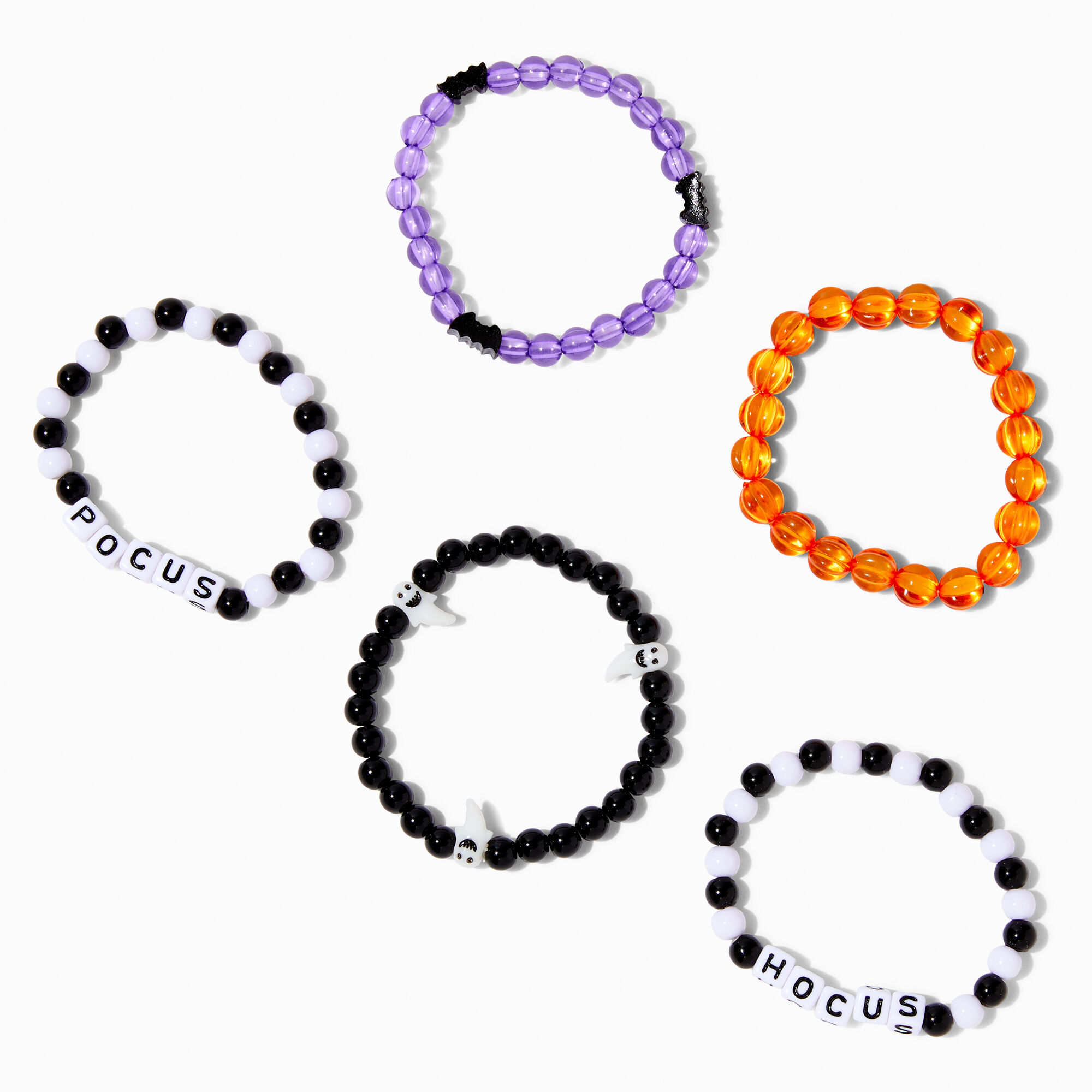 Halloween Hocus Pocus Beaded Stretch Bracelets 5 Pack