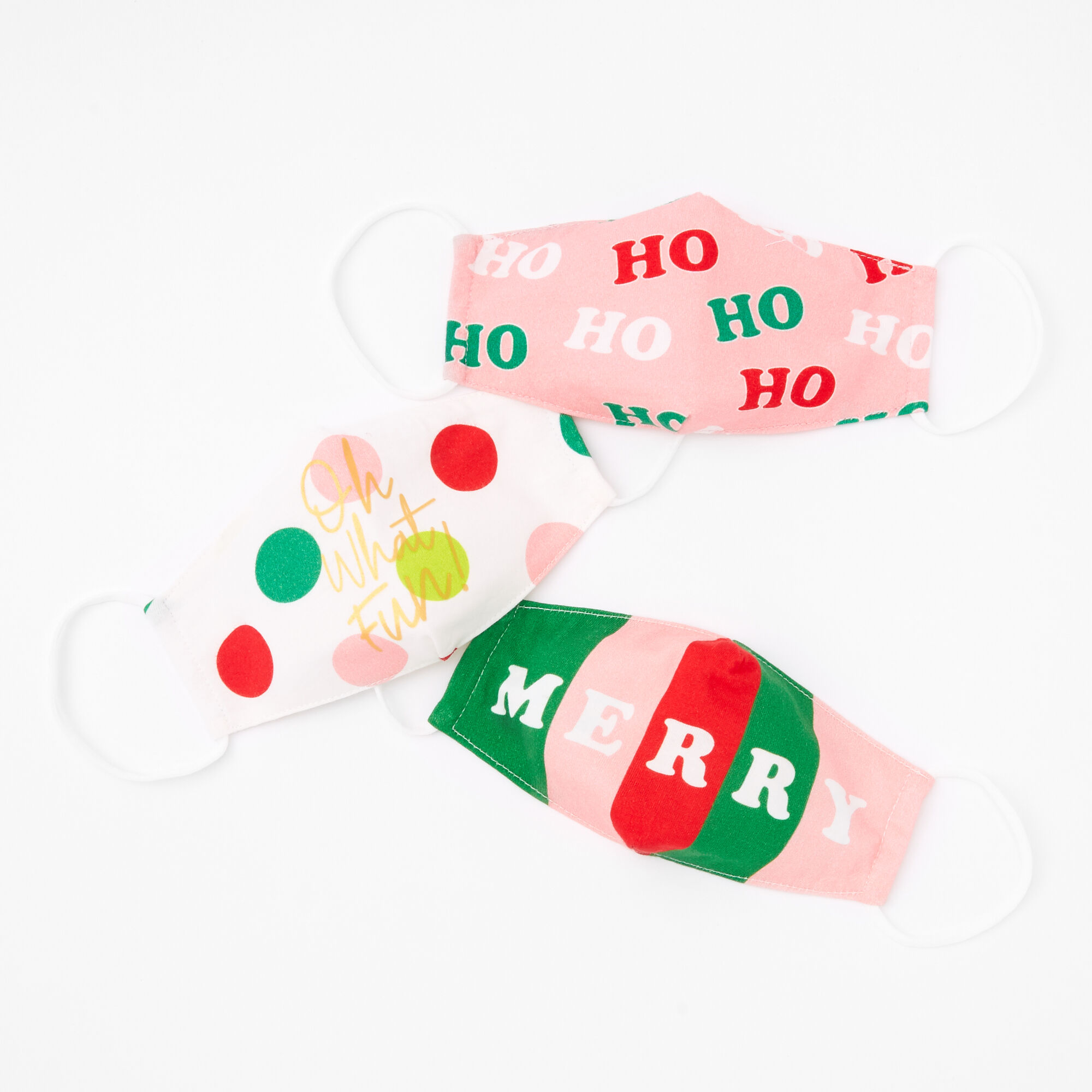 3 Pack Cotton Christmas Greetings Face Masks - Child Medium/Large,