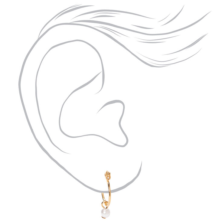 18ct Gold Plated Heart Pearl Stud &amp; Hoop Earrings - 2 Pack,