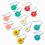 Silver-tone Glow in the Dark Flower 1&quot; Drop Earrings - 6 Pack,