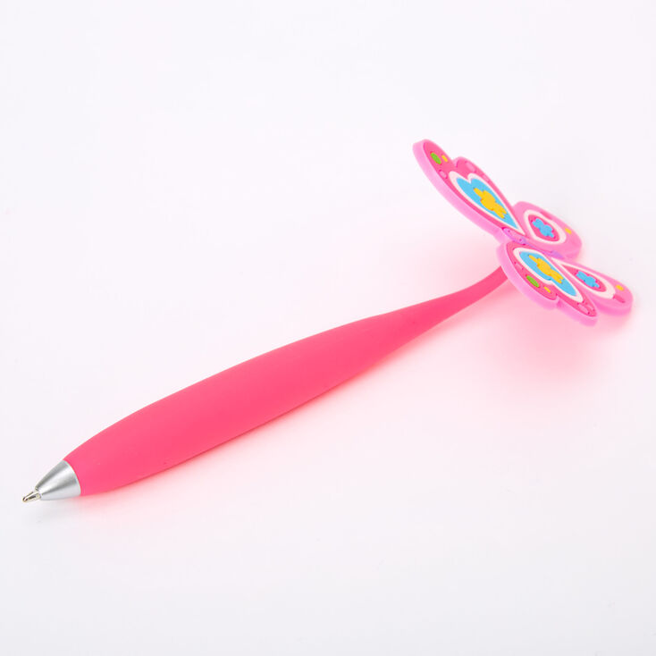 Stylo &agrave; embout souple papillon en silicone - Rose,