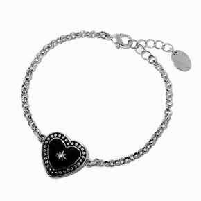 Bracelet cha&icirc;ne c&oelig;ur noir,