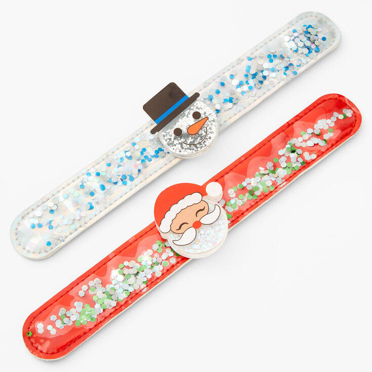 Christmas Motif Glitter Slap Bracelet - 2 Pack,