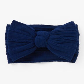 Claire&#39;s Club Nylon Ribbed Bow Headwrap - Navy Blue,