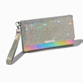 Holographic Crystal Crossbody Wristlet,