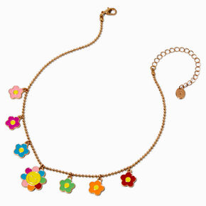 Claire&#39;s Club Happy Face Daisy Flower Charm Necklace,