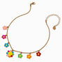 Claire&#39;s Club Happy Face Daisy Flower Charm Necklace,
