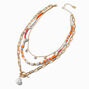 Pearl Toggle Coral Beaded Multi-Strand Necklace,