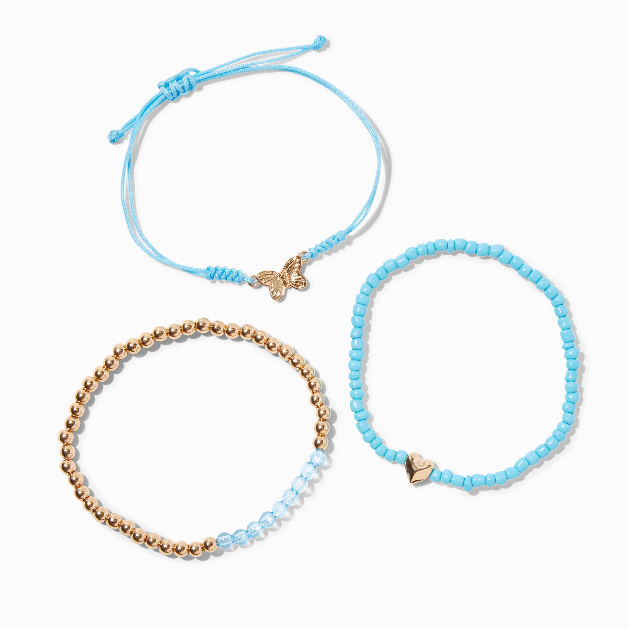 View Claires March Birthstone Beaded Stretch Bracelets 3 Pack Gold information