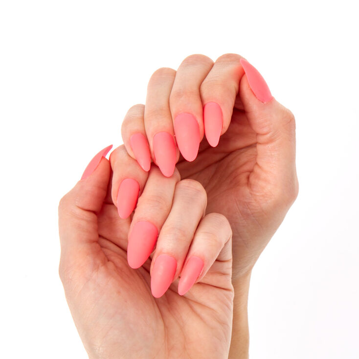 Neon Pink Stiletto False Nails Claire S