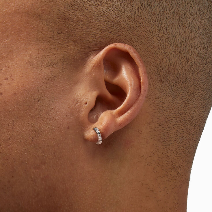 Titanium 10MM Crystal Huggie Hoop Earrings,