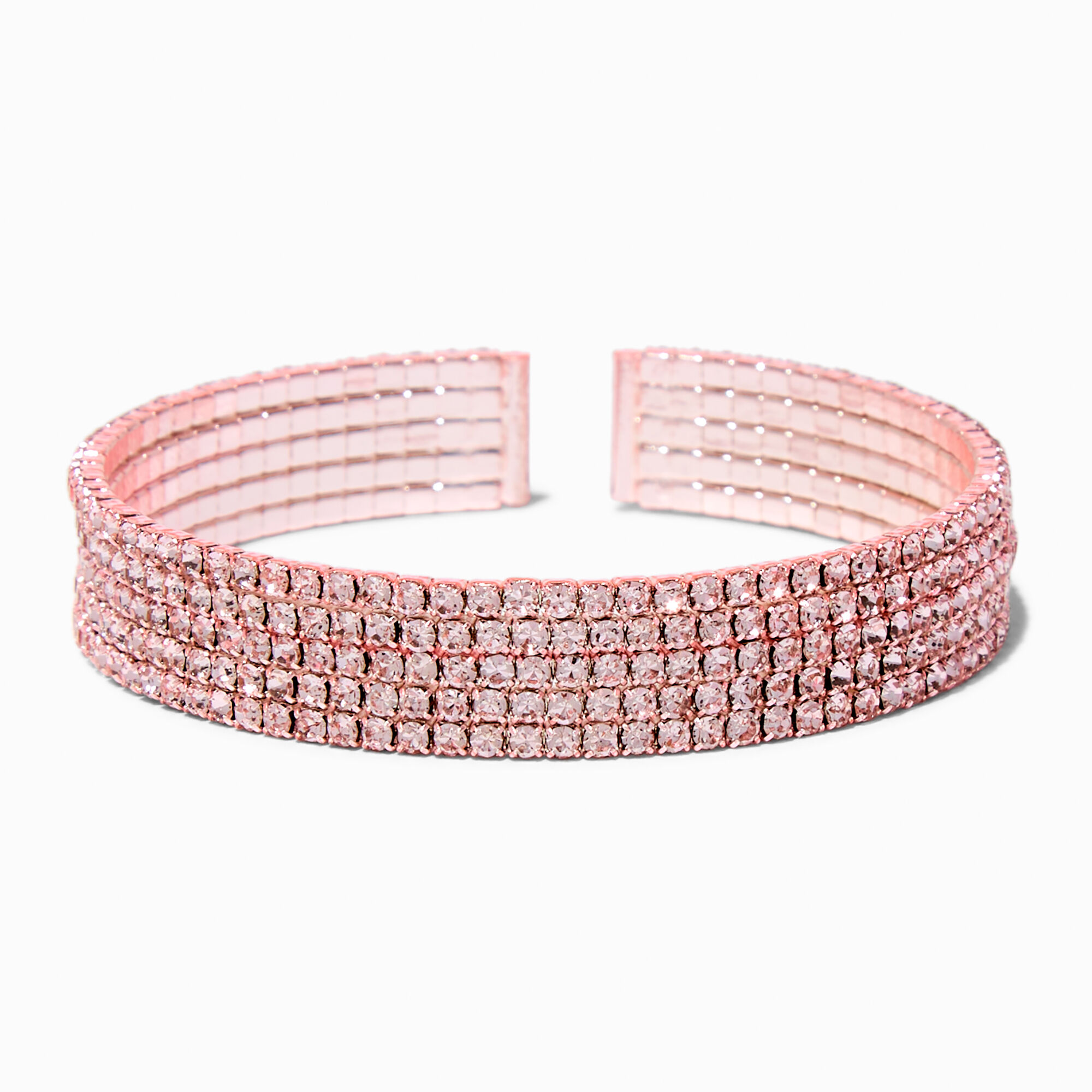 View Claires Crystal FiveRow Cuff Bracelet Pink information