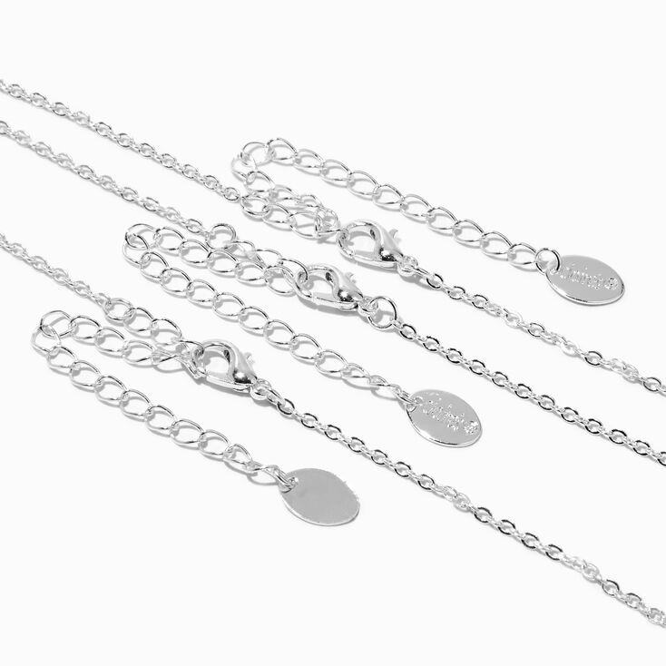 Claire's Silver Best Friends Gem Pendant Necklaces - 3 Pack, Silver,Adult.  
