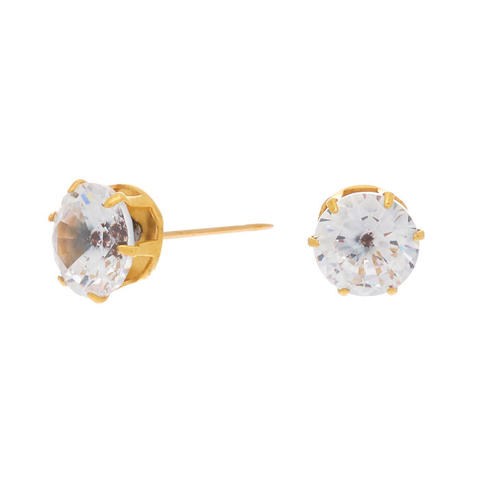 Claire's Clous d’oreille ronds 7 mm en zircon cubique d'imitation couleur doré et couleur titané